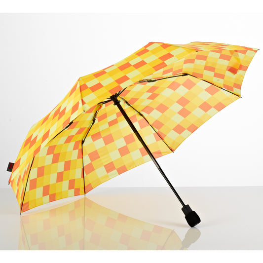 EuroSCHIRM Light Trek Automatic Folding Umbrella, Compact, Ultra-light weight, 38”, Yellow Squares