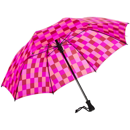 EuroSCHIRM Birdiepal Outdoor Umbrella, Extremely Durable, Lightweight, Trekking, Hiking, 40”, Pink Squares