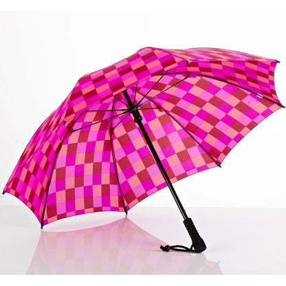 EuroSCHIRM Swing Professional Trekking Umbrella, 38.5”, Durable Fiberglass Fixed Shaft, Pink Squares