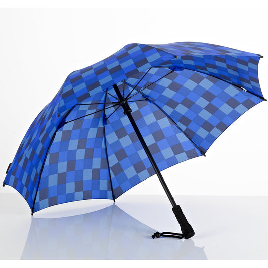 EuroSCHIRM Swing Professional Trekking Umbrella, 38.5”, Durable Fiberglass Fixed Shaft, Blue Squares