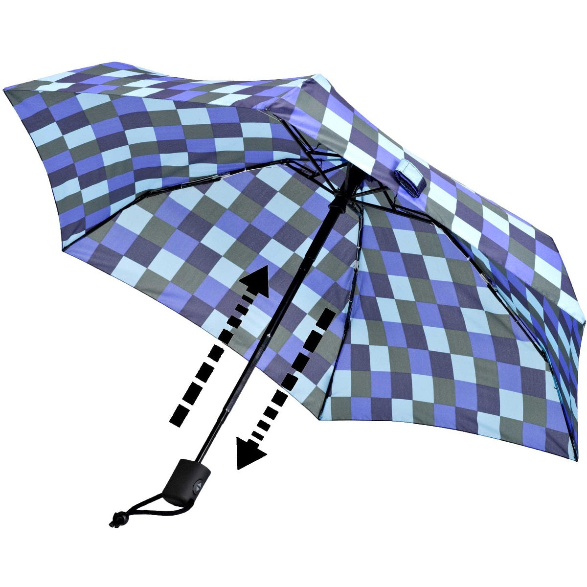 EuroSCHIRM Dainty Automatic Umbrella, Lightweight, Trekking, Hiking, 36”, Blue Squares