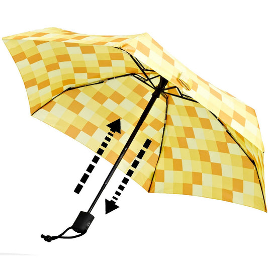 EuroSCHIRM Dainty Automatic Umbrella, Lightweight, Trekking, Hiking, 36”, Yellow Squares