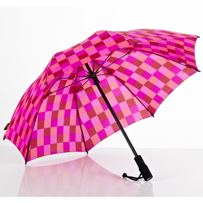 EuroSCHIRM Swing Flashlite Trekking Umbrella, 37.5”, Removable LED Flashlight, Pink Squares