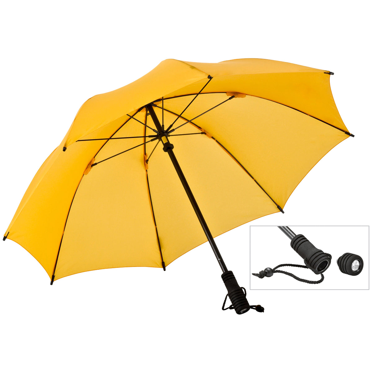 EuroSCHIRM Swing Flashlite Trekking Umbrella, 37.5”, Removable LED Flashlight, Yellow