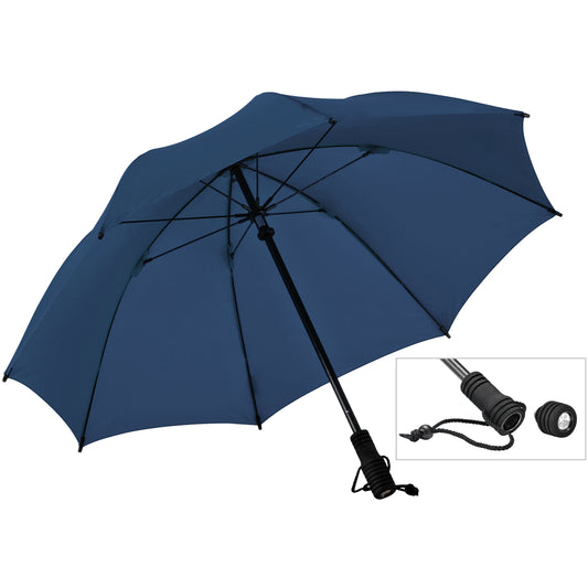 EuroSCHIRM Swing Flashlite Trekking Umbrella, 37.5”, Removable LED Flashlight, Navy