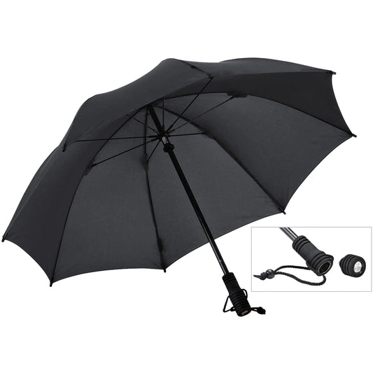 EuroSCHIRM Swing Flashlite Trekking Umbrella, 37.5”, Removable LED Flashlight, Black