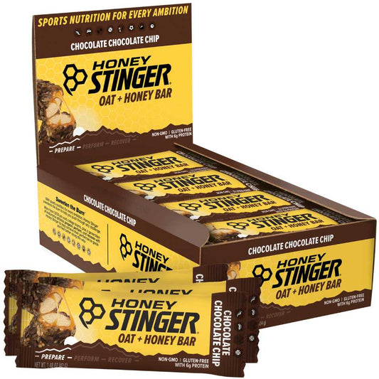 Honey Stinger Oat + Honey Bar | Chocolate Chocolate Chip | Energy Packed Food to Prepare for Exercise, Endurance and Performance | Sports Nutrition Snack Bar | Pre-Workout, Protein, Gluten Free | Box of 12