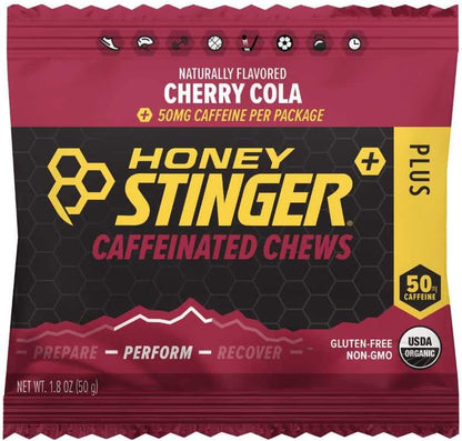 Honey Stinger Cherry Cola Caffeinated Energy Chew | Gluten Free | With Caffeine | For Exercise, Running and Performance | Sports Nutrition for Home & Gym, Pre and Mid Workout | 12 Pack, 23.2oz