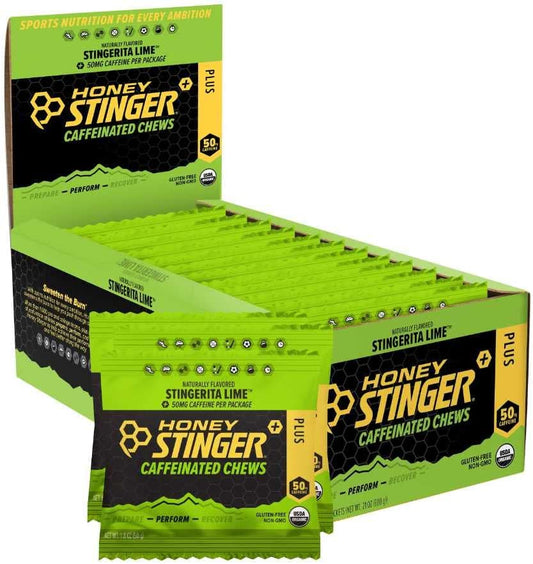Honey Stinger Stingerita Lime Caffeinated Energy Chew | Gluten Free | With Caffeine | For Exercise, Running and Performance | Sports Nutrition for Home & Gym, Pre and Mid Workout | 12 Pack, 23.2oz