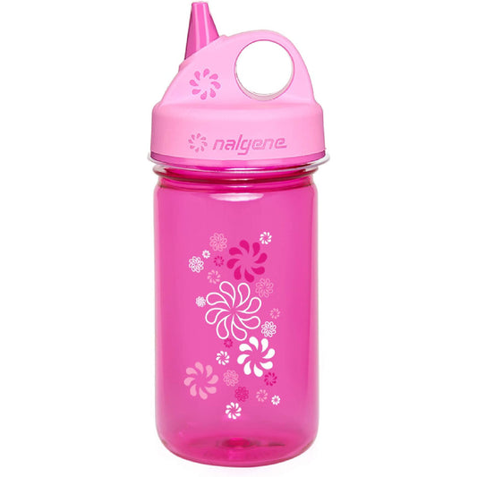 Nalgene 12oz Grip-N-Gulp Sustain Kids Water Bottle, Pink Wheels