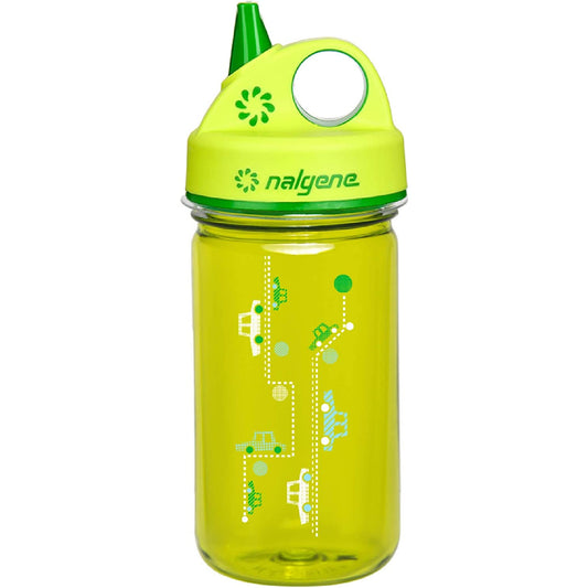 Nalgene 12oz Grip-N-Gulp Sustain Kids Water Bottle, Green Cars