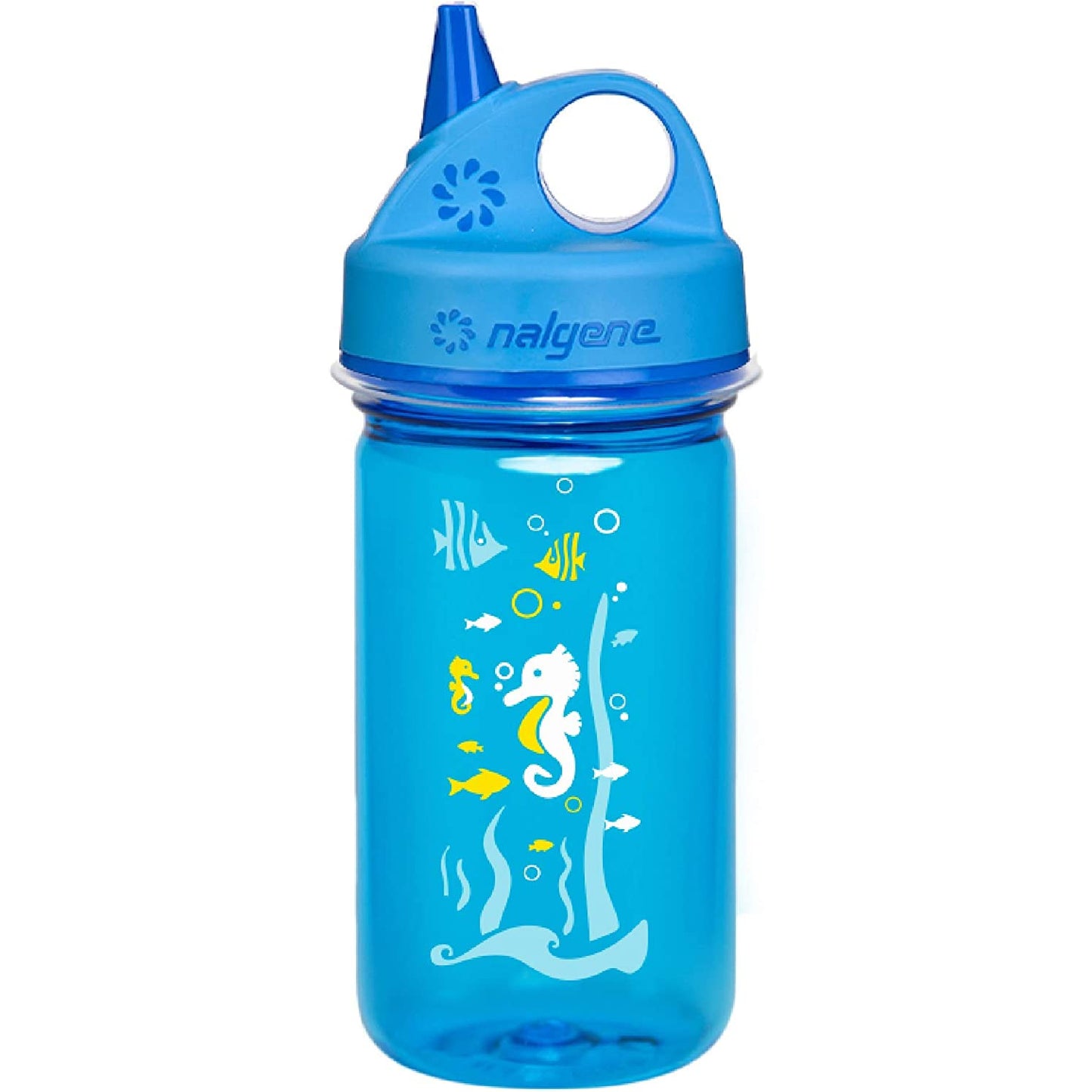 Nalgene 12oz Grip-N-Gulp Sustain Kids Water Bottle, Blue Seahorse