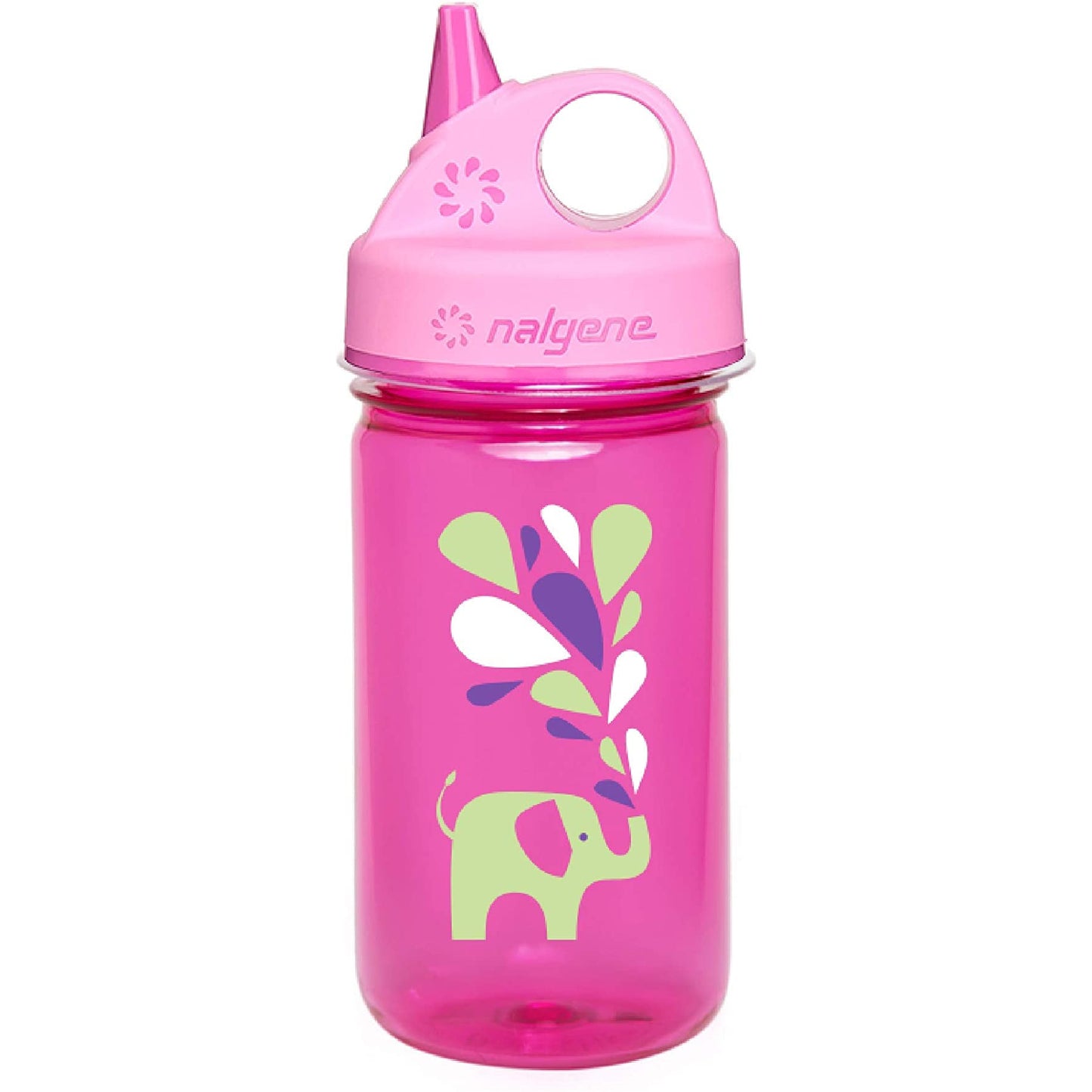 Nalgene 12oz Grip-N-Gulp Sustain Kids Water Bottle, Pink Elephant