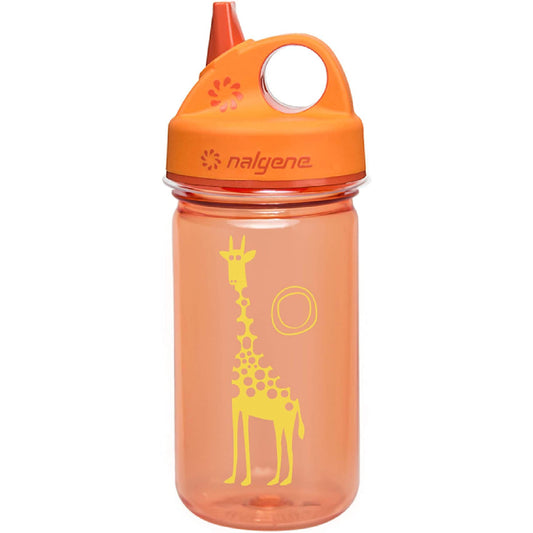 Nalgene 12oz Grip-N-Gulp Sustain Kids Water Bottle, Orange Giraffe