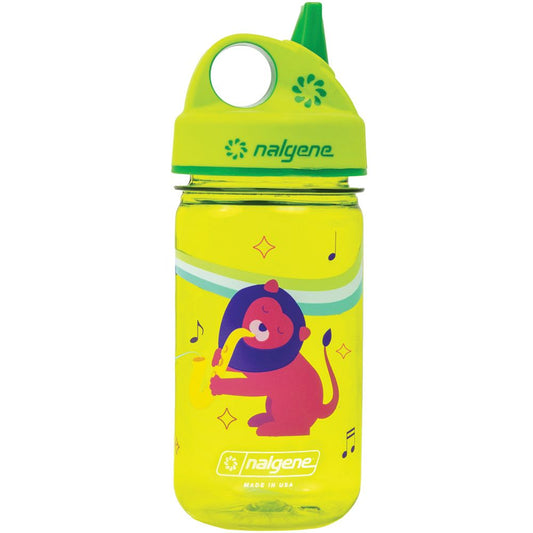 Nalgene 12oz Grip-N-Gulp Sustain Kids Water Bottle, Green Musical Lion