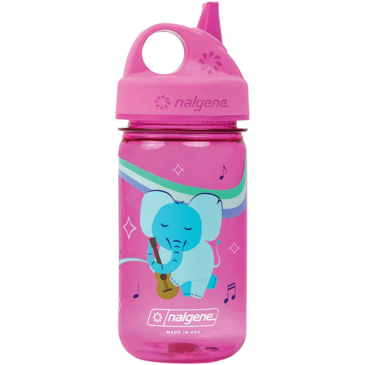 Nalgene 12oz Grip-N-Gulp Sustain Kids Water Bottle, Pink Musical Elephant