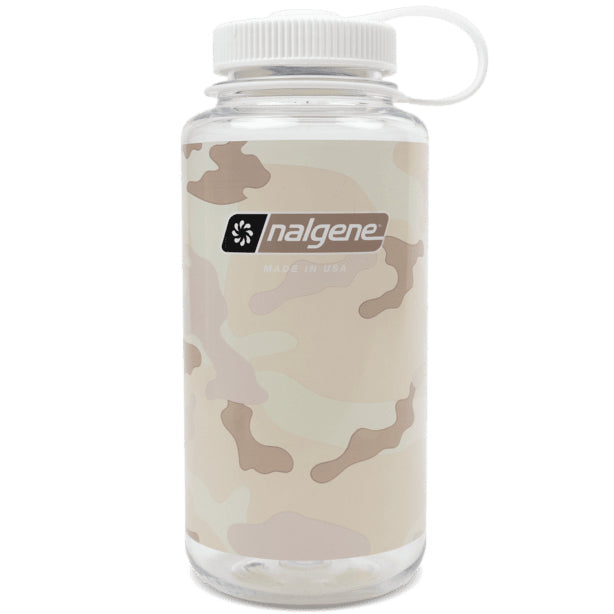 Nalgene 32oz Wide Mouth Sustain Camo Water Bottle,  Clear w/ White Cap