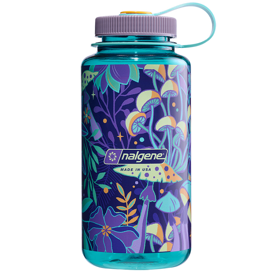 Nalgene 32oz Wide Mouth Sustain Psychedelic Botanical Water Bottle, Mushrooms