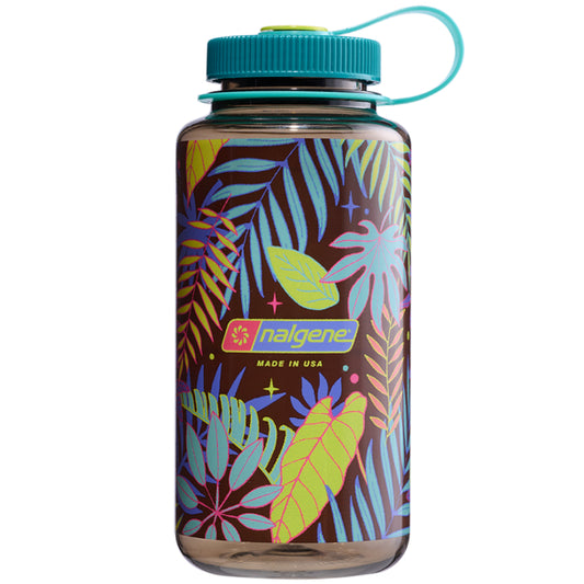 Nalgene 32oz Wide Mouth Sustain Psychedelic Botanical Water Bottle, Ferns