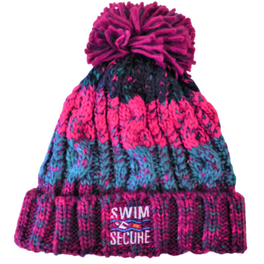 Swim Secure Luxury Bobble Hat, Purple/Pink/Green