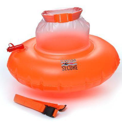 Swim Secure Tow Donut | High-Visibility Tow Float Swim Buoy | Integrated Dry Bag, Orange