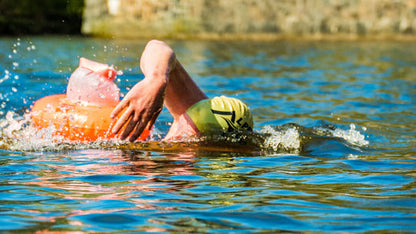 Swim Secure Tow Donut | High-Visibility Tow Float Swim Buoy | Integrated Dry Bag, Orange