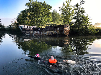 Swim Secure Tow Donut | High-Visibility Tow Float Swim Buoy | Integrated Dry Bag, Orange