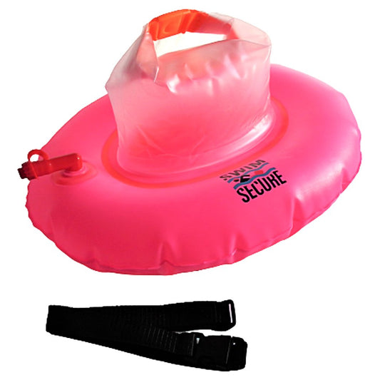Swim Secure Tow Donut | High-Visibility Tow Float Swim Buoy | Integrated Dry Bag, Pink