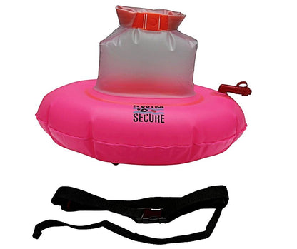 Swim Secure Tow Donut | High-Visibility Tow Float Swim Buoy | Integrated Dry Bag, Pink