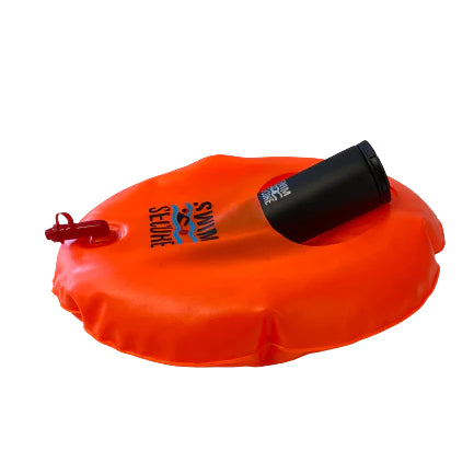 Swim Secure Inflatable High-Visibility Hydration Tow Float with Bottle Holder Swim Buoy