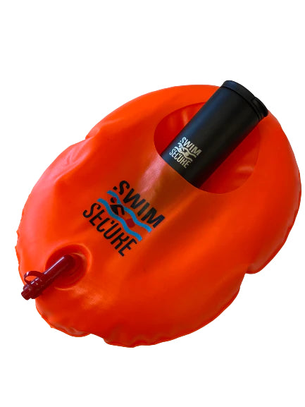 Swim Secure Inflatable High-Visibility Hydration Tow Float with Bottle Holder Swim Buoy