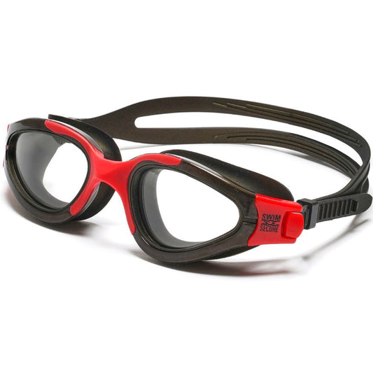 Swim Secure FotoFlex Plus UV Swim Goggles | Photochromic Light-Adjusting Lenses, Red/Black