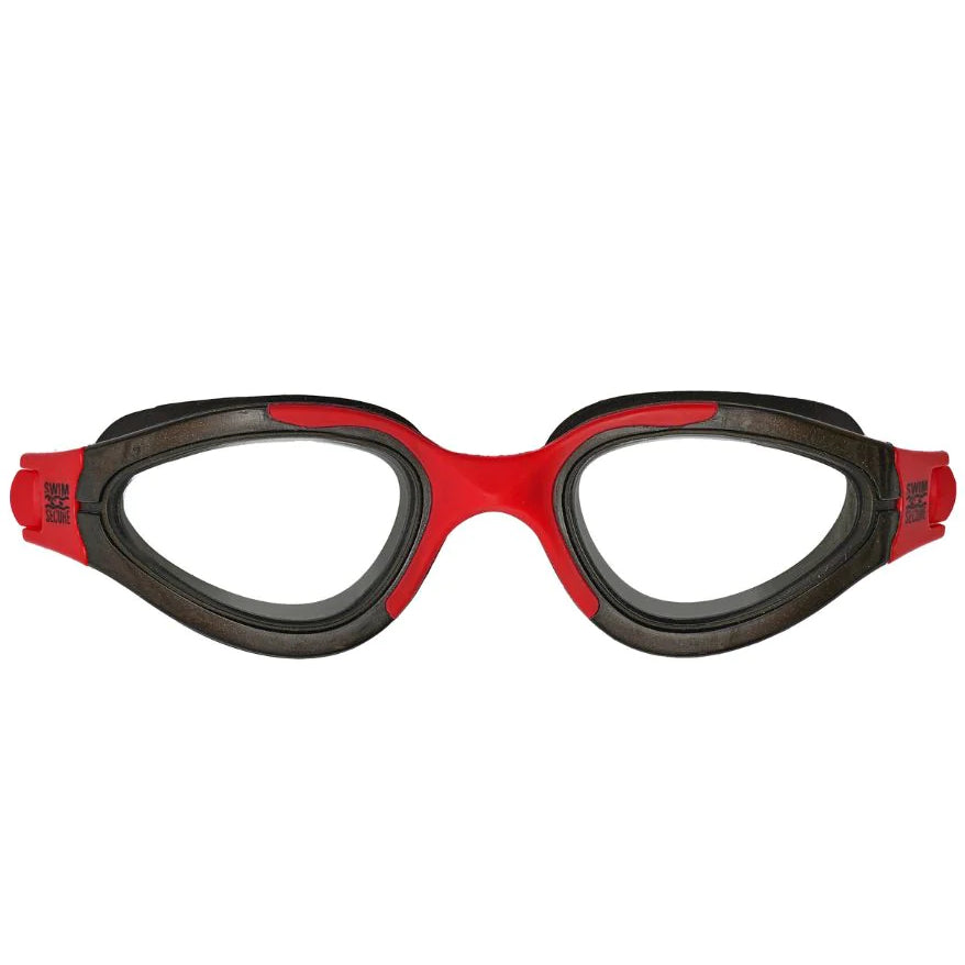 Swim Secure FotoFlex Plus UV Swim Goggles | Photochromic Light-Adjusting Lenses, Red/Black