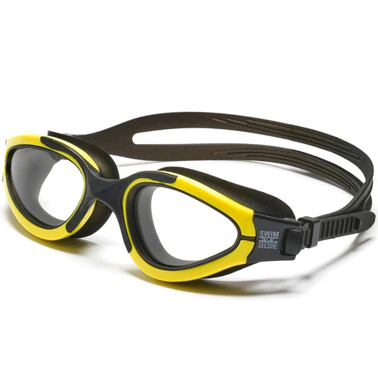 Swim Secure FotoFlex Plus UV Swim Goggles | Photochromic Light-Adjusting Lenses, Yellow/Black