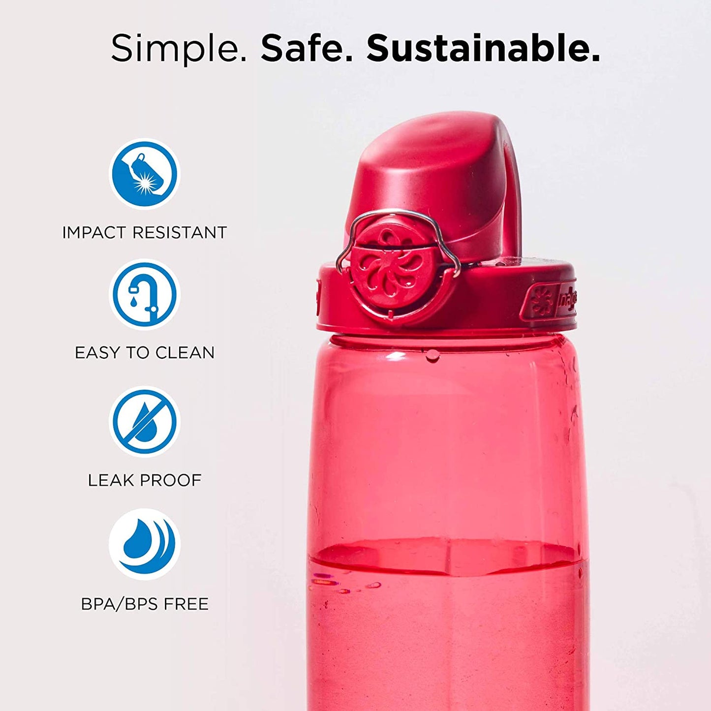 Nalgene 24oz On-The-Fly (OTF) Sustain Bottle, Petal w/ Beet Red Cap