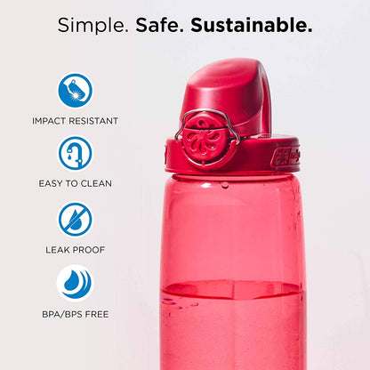 Nalgene 24oz On-The-Fly (OTF) Sustain Bottle, Petal w/ Beet Red Cap