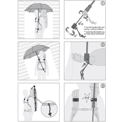 EuroSCHIRM Swing Handsfree, Adjustable Height Trekking Umbrella, Light Weight, 44”, Black