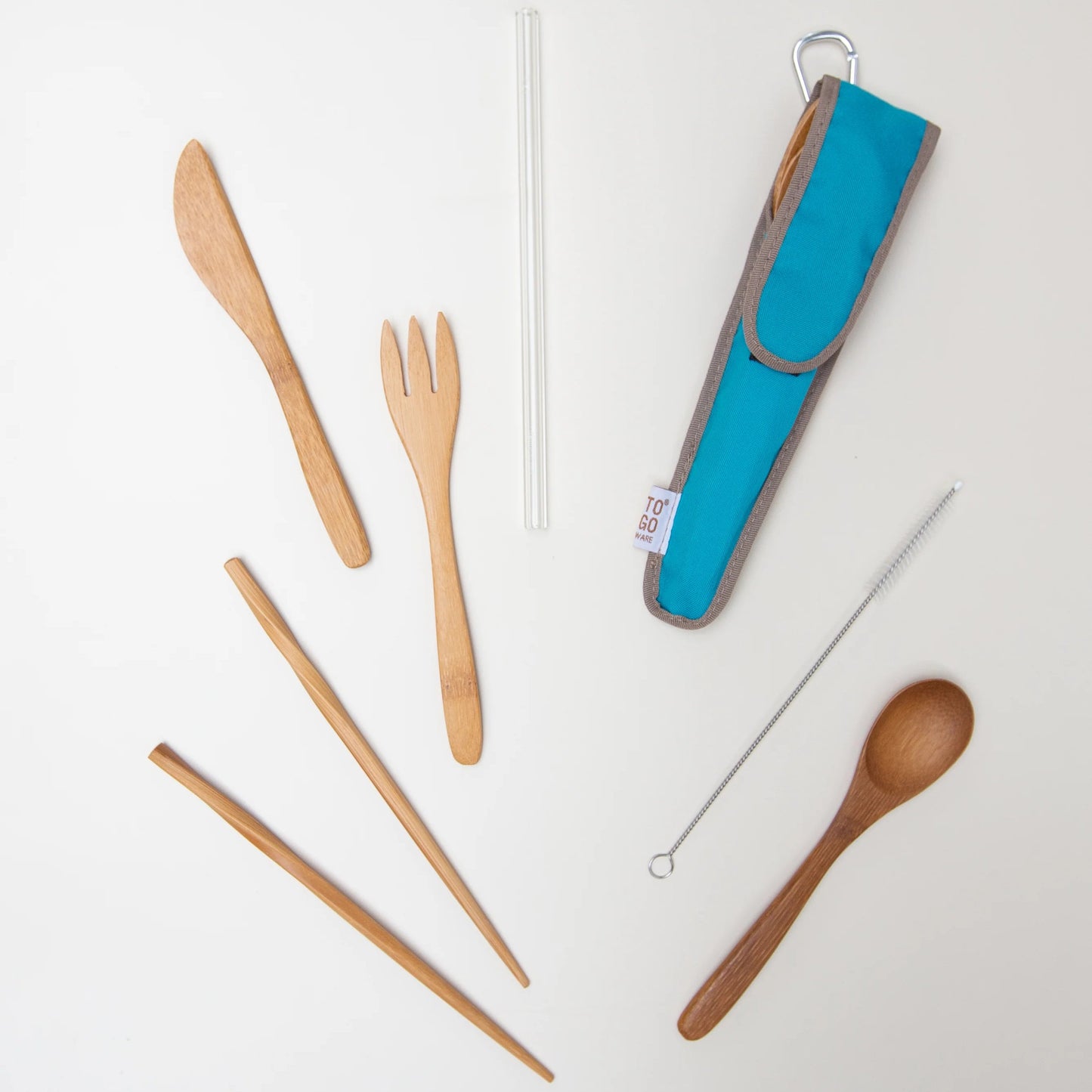 To-Go Ware Bamboo Travel Utensil Set with Glass Straw