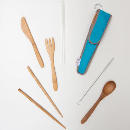 To-Go Ware Bamboo Travel Utensil Set with Glass Straw