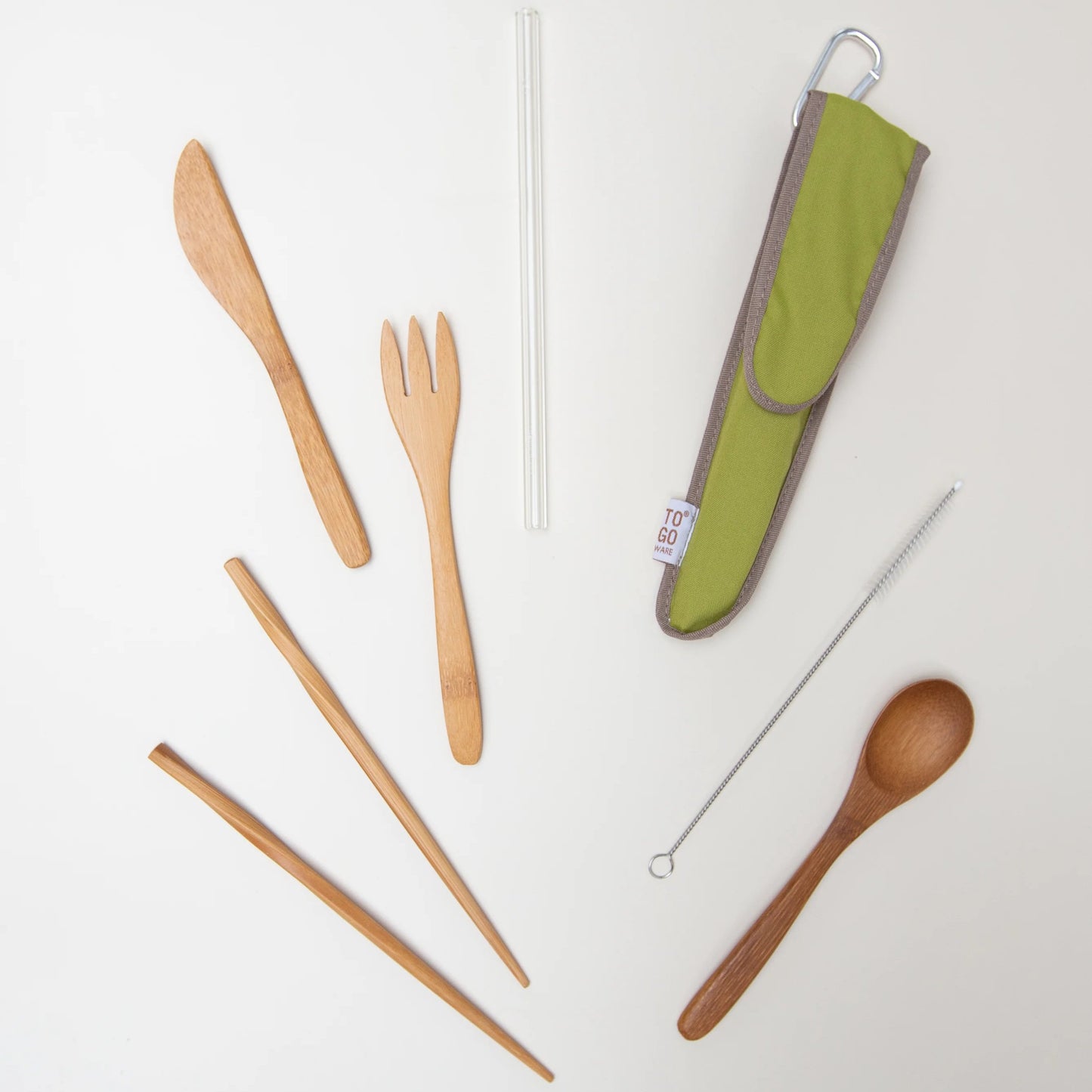 To-Go Ware Bamboo Travel Utensil Set with Glass Straw