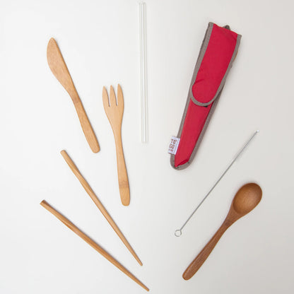 To-Go Ware Bamboo Travel Utensil Set with Glass Straw