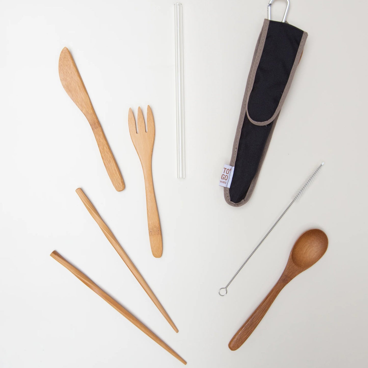 To-Go Ware Bamboo Travel Utensil Set with Glass Straw