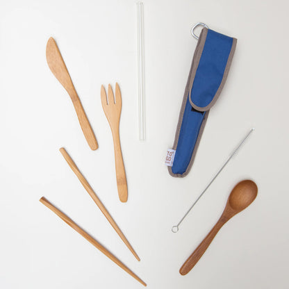 To-Go Ware Bamboo Travel Utensil Set with Glass Straw