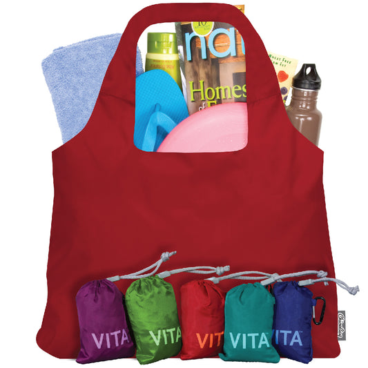 ChicoBag VITA Reusable Shopping Tote Bag with Attached Pouch and Carabiner Clip