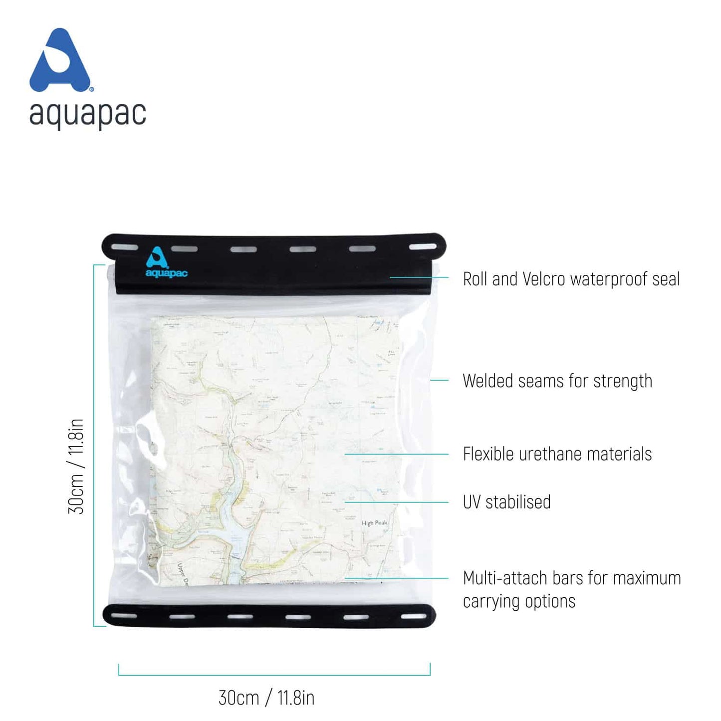 Aquapac Kaituna Waterproof Map Holder Large - Waterproof Cover for Reading Map While Outdoors or Hiking - Clear Plastic Case for Kayaking- Waterproof Bag for Camping Accessories