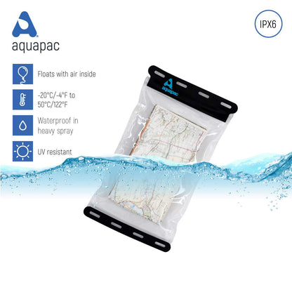 Aquapac Kaituna Waterproof Map Holder Small - Waterproof Cover for Reading Map While Outdoors or Hiking - Clear Plastic Case for Kayaking- Waterproof Bag for Camping Accessories