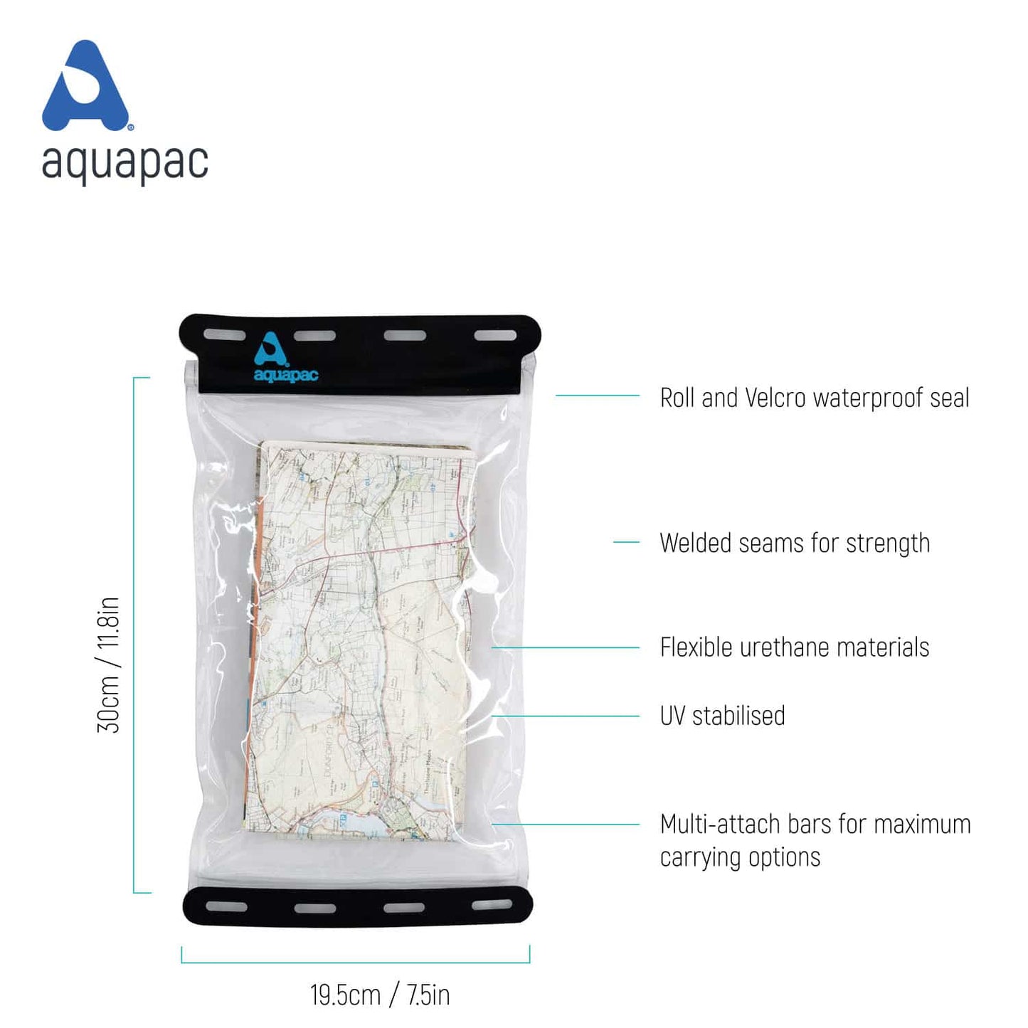 Aquapac Kaituna Waterproof Map Holder Small - Waterproof Cover for Reading Map While Outdoors or Hiking - Clear Plastic Case for Kayaking- Waterproof Bag for Camping Accessories