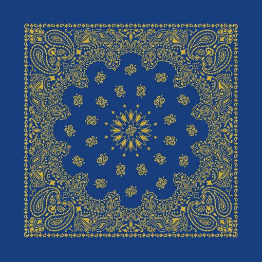 Royal Blue/Gold 22" x 22" Metallic Paisley Print Bandana