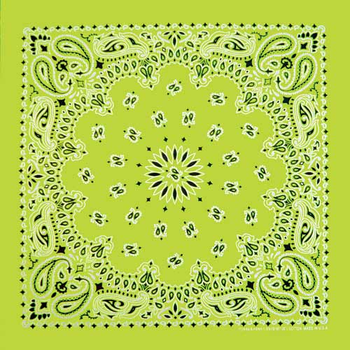 Neon Green 22" x 22" Paisley Print Bandana