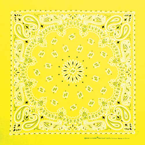 Neon Yellow 22" x 22" Paisley Print Bandana